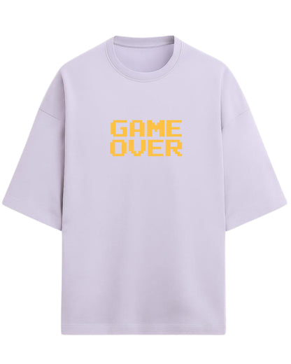Game Over Oversized T-Shirt | Pixel Typography Graphic Tee | Premium 260 GSM Cotton