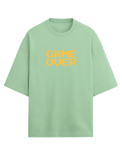 Game Over Oversized T-Shirt | Pixel Typography Graphic Tee | Premium 260 GSM Cotton