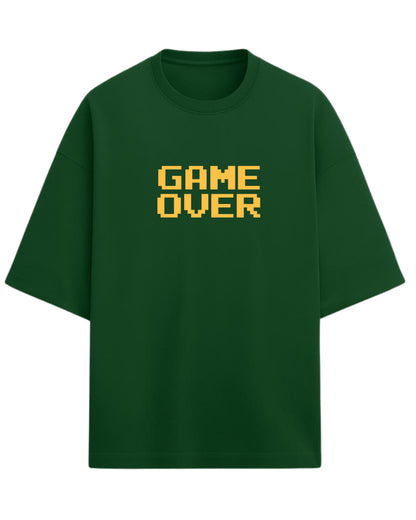 Game Over Oversized T-Shirt | Pixel Typography Graphic Tee | Premium 260 GSM Cotton