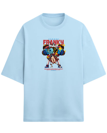 Cyborg Franky Oversized T-Shirt | One Piece Straw Hat Pirates Graphic Tee | Premium 260 GSM Cotton