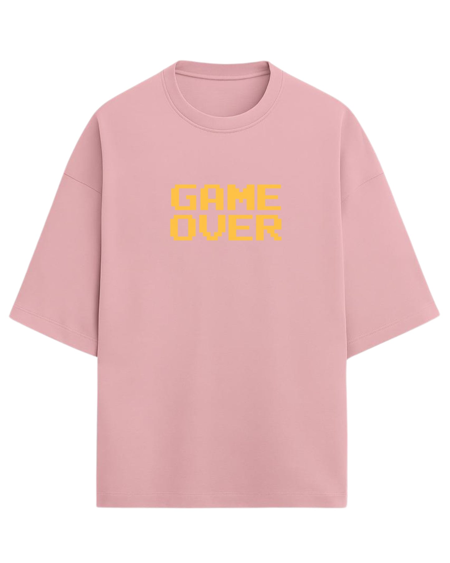 Game Over Oversized T-Shirt | Pixel Typography Graphic Tee | Premium 260 GSM Cotton