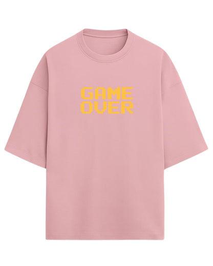 Game Over Oversized T-Shirt | Pixel Typography Graphic Tee | Premium 260 GSM Cotton