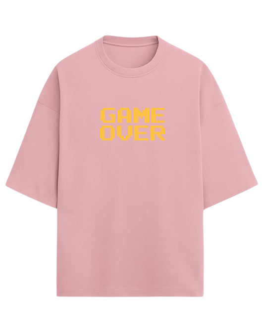 Game Over Oversized T-Shirt | Pixel Typography Graphic Tee | Premium 260 GSM Cotton