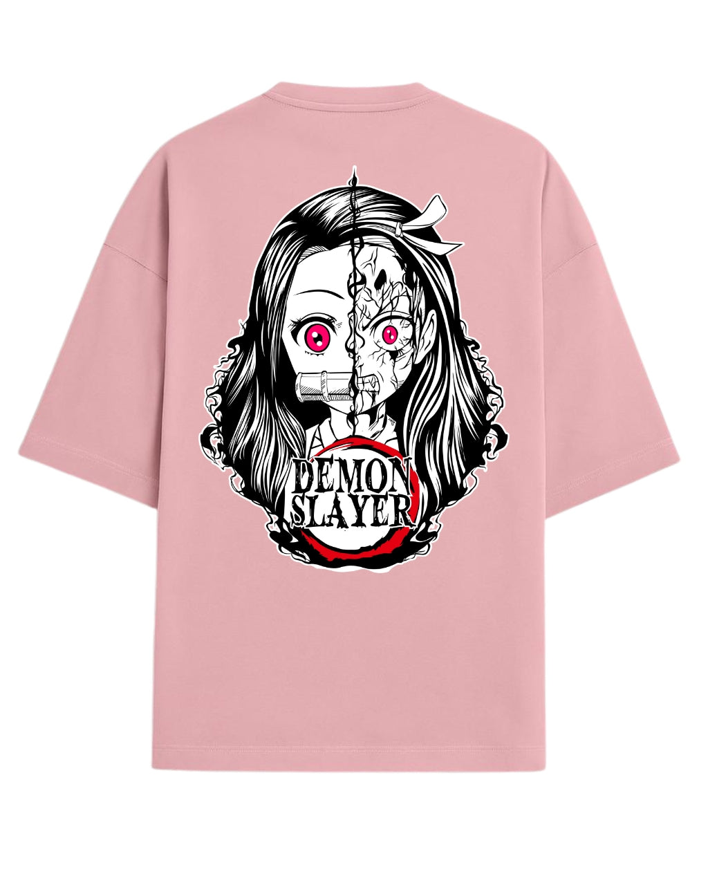 Nezuko Split Form Oversized T-Shirt | Demon Slayer Anime Graphic Tee | Premium 260 GSM Cotton Blend