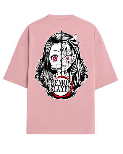 Nezuko Split Form Oversized T-Shirt | Demon Slayer Anime Graphic Tee | Premium 260 GSM Cotton Blend