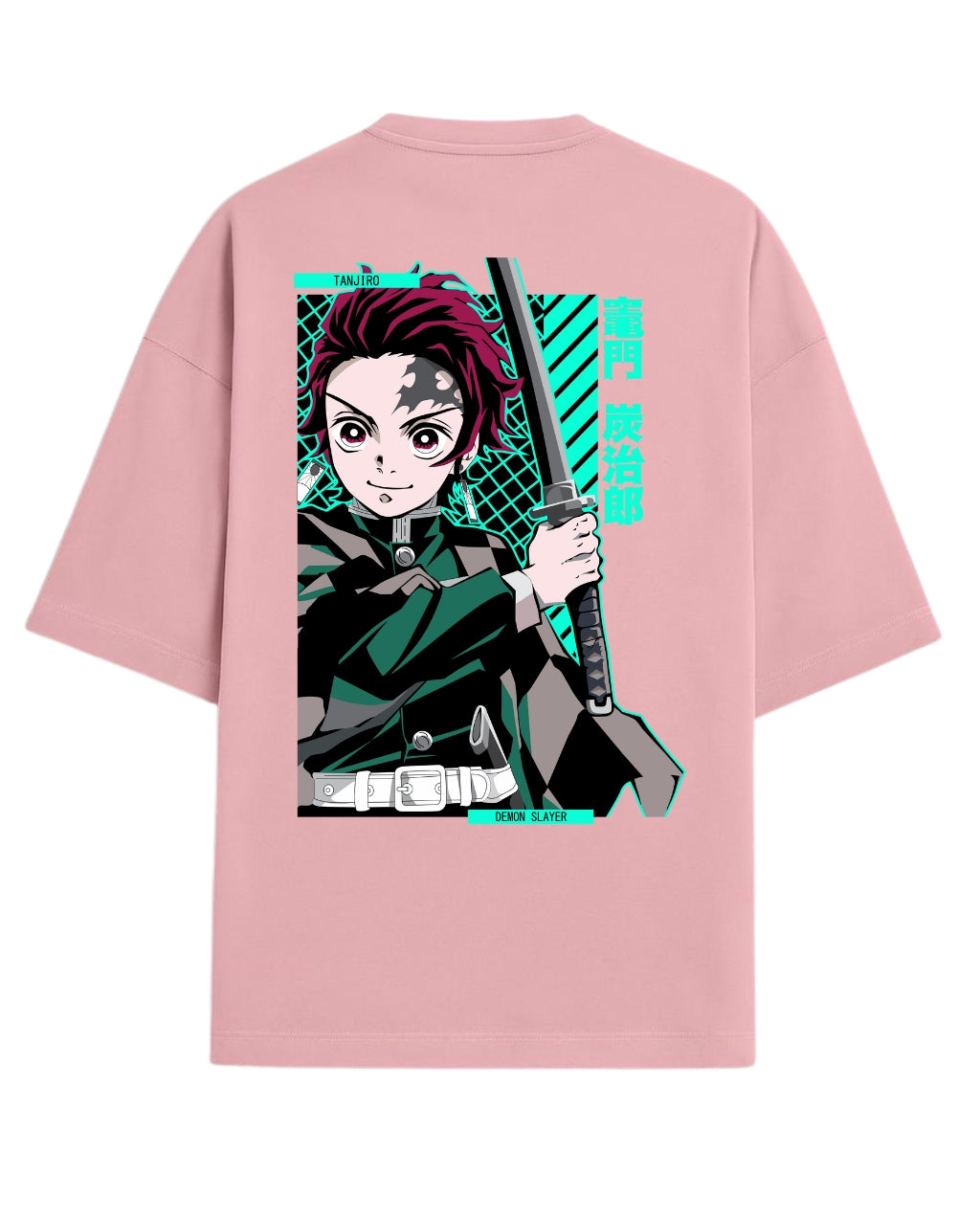 Tanjiro Kamado Katana Stance Oversized T-Shirt | Demon Slayer Anime Graphic Tee | Premium 260 GSM Cotton
