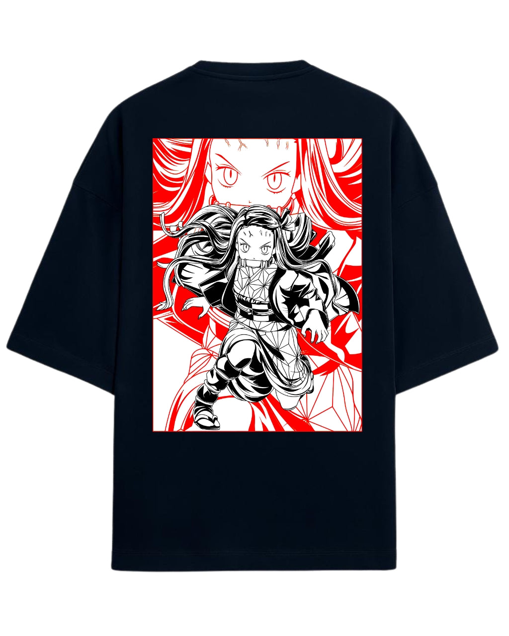 Nezuko Kamado Fierce Form Oversized T-Shirt | Demon Slayer Anime Tee | Premium 260 GSM Cotton