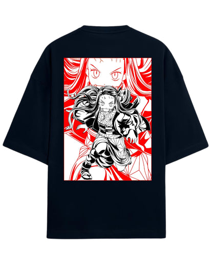 Nezuko Kamado Fierce Form Oversized T-Shirt | Demon Slayer Anime Tee | Premium 260 GSM Cotton
