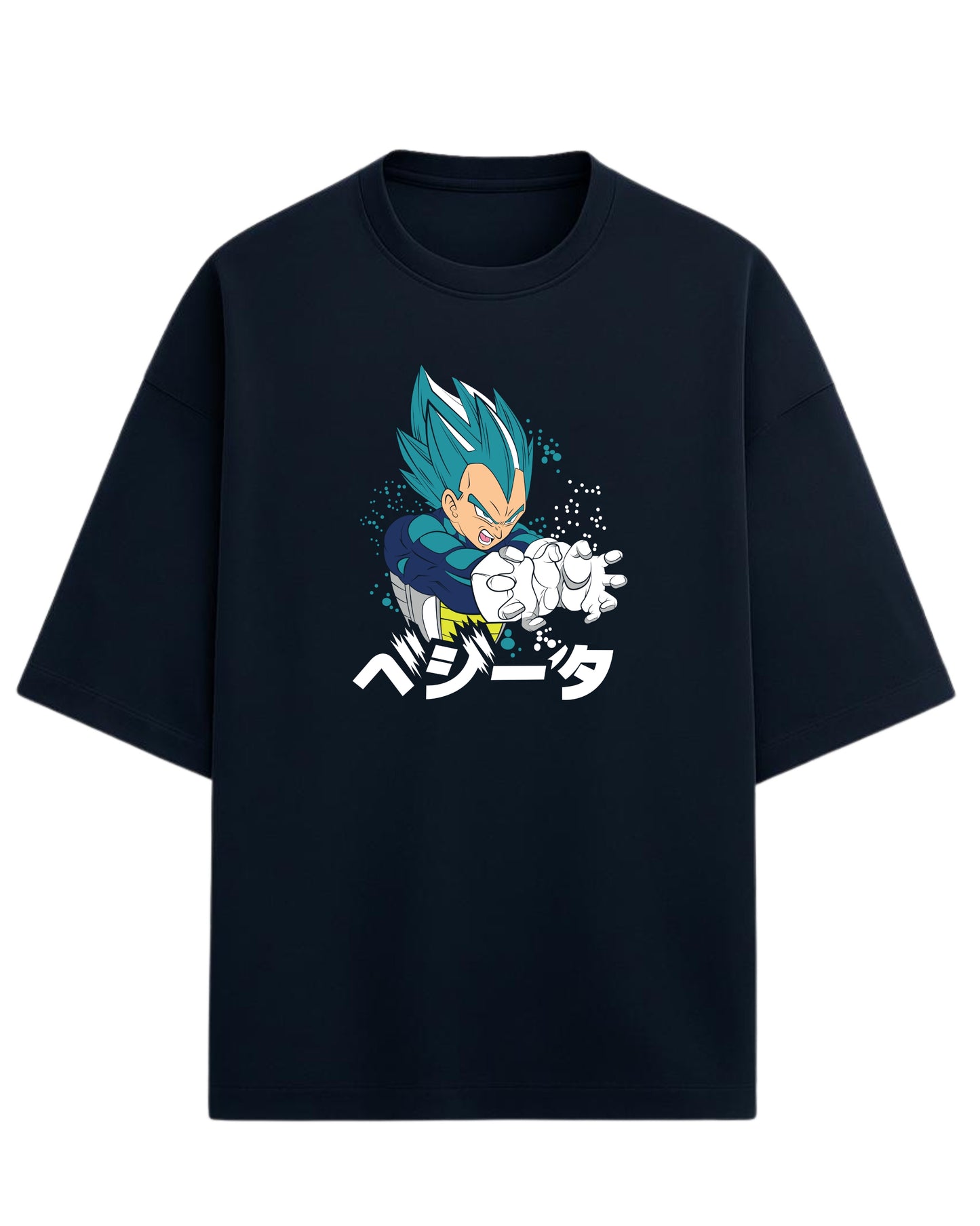 Super Saiyan Blue Vegeta Oversized Tees | Dragon Ball Z Graphic Tee | Premium 260 GSM Cotton Blend