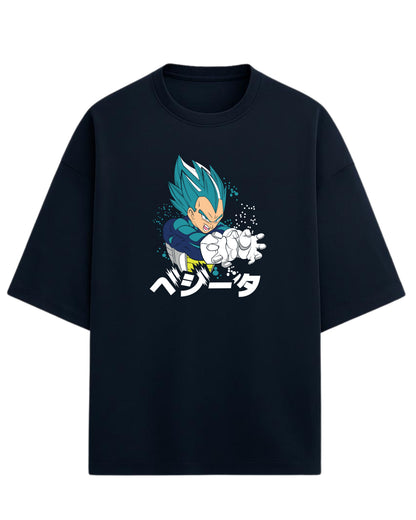 Super Saiyan Blue Vegeta Oversized Tees | Dragon Ball Z Graphic Tee | Premium 260 GSM Cotton Blend