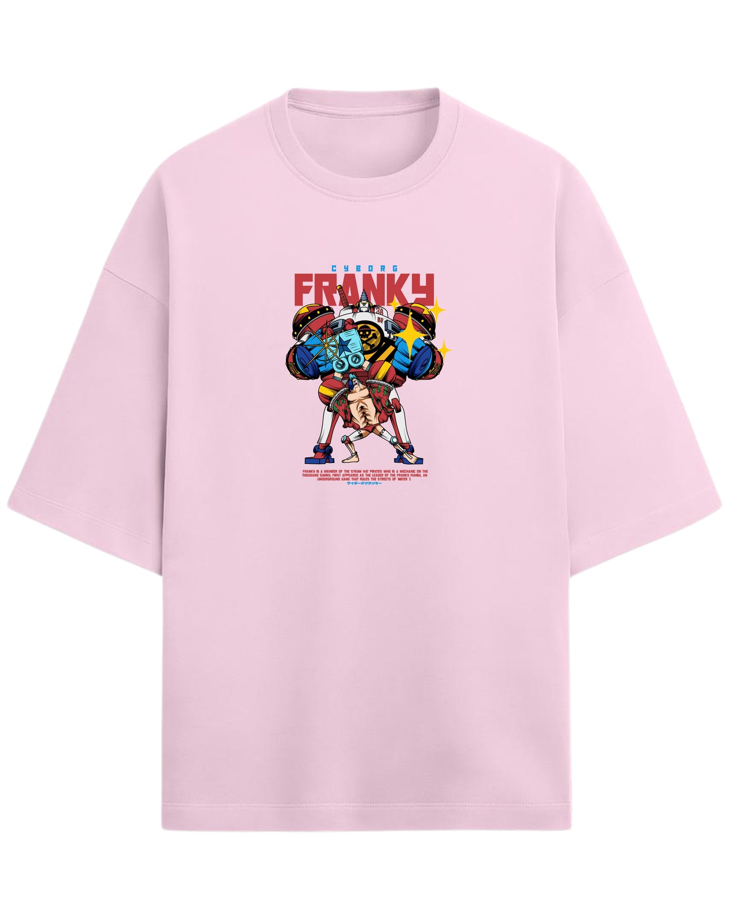 Cyborg Franky Oversized T-Shirt | One Piece Straw Hat Pirates Graphic Tee | Premium 260 GSM Cotton