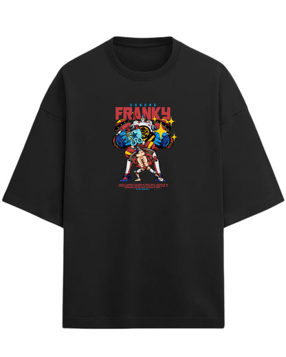 Cyborg Franky Oversized T-Shirt | One Piece Straw Hat Pirates Graphic Tee | Premium 260 GSM Cotton