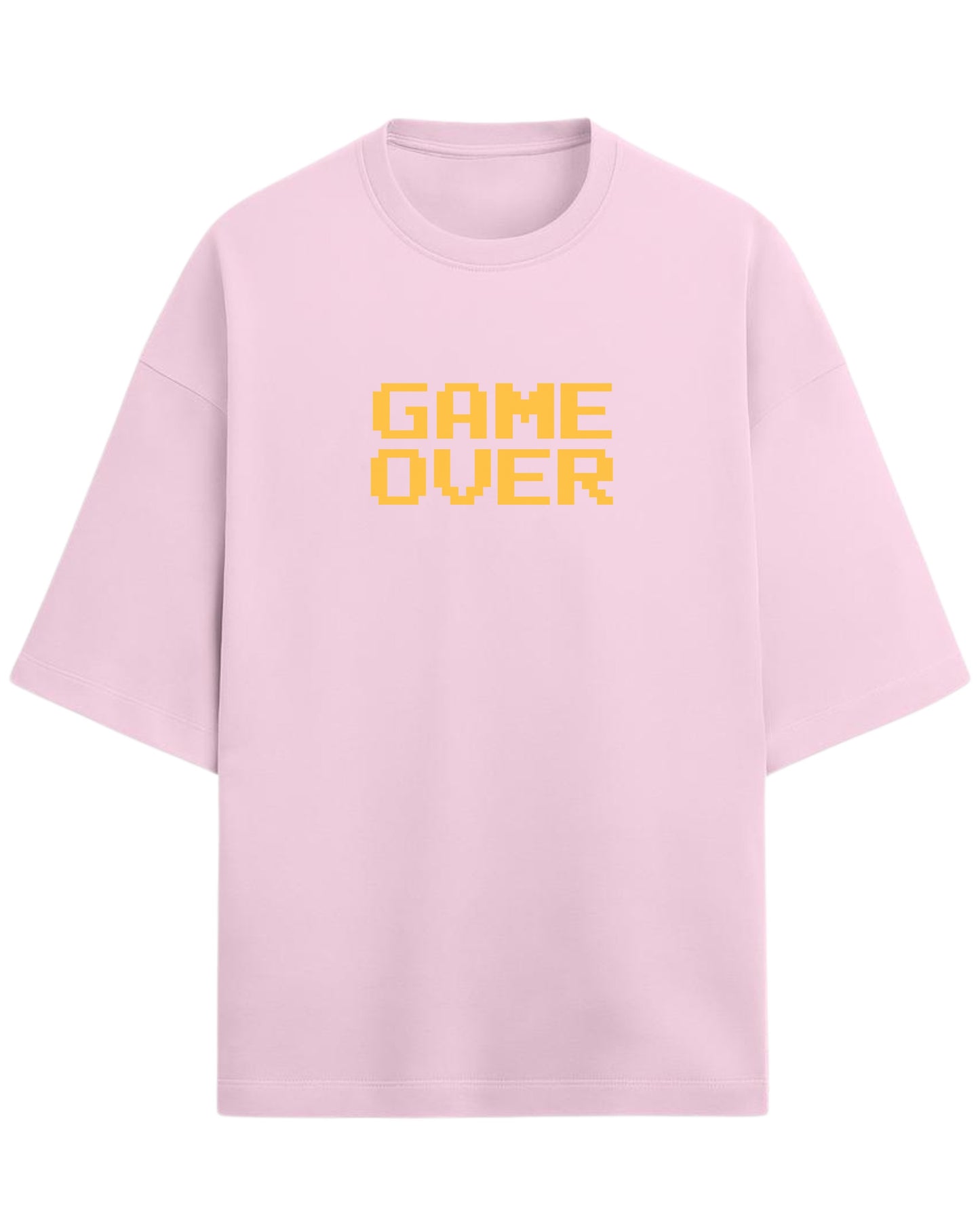 Game Over Oversized T-Shirt | Pixel Typography Graphic Tee | Premium 260 GSM Cotton