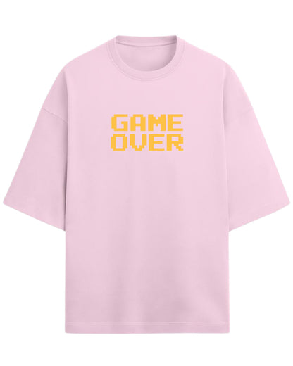 Game Over Oversized T-Shirt | Pixel Typography Graphic Tee | Premium 260 GSM Cotton