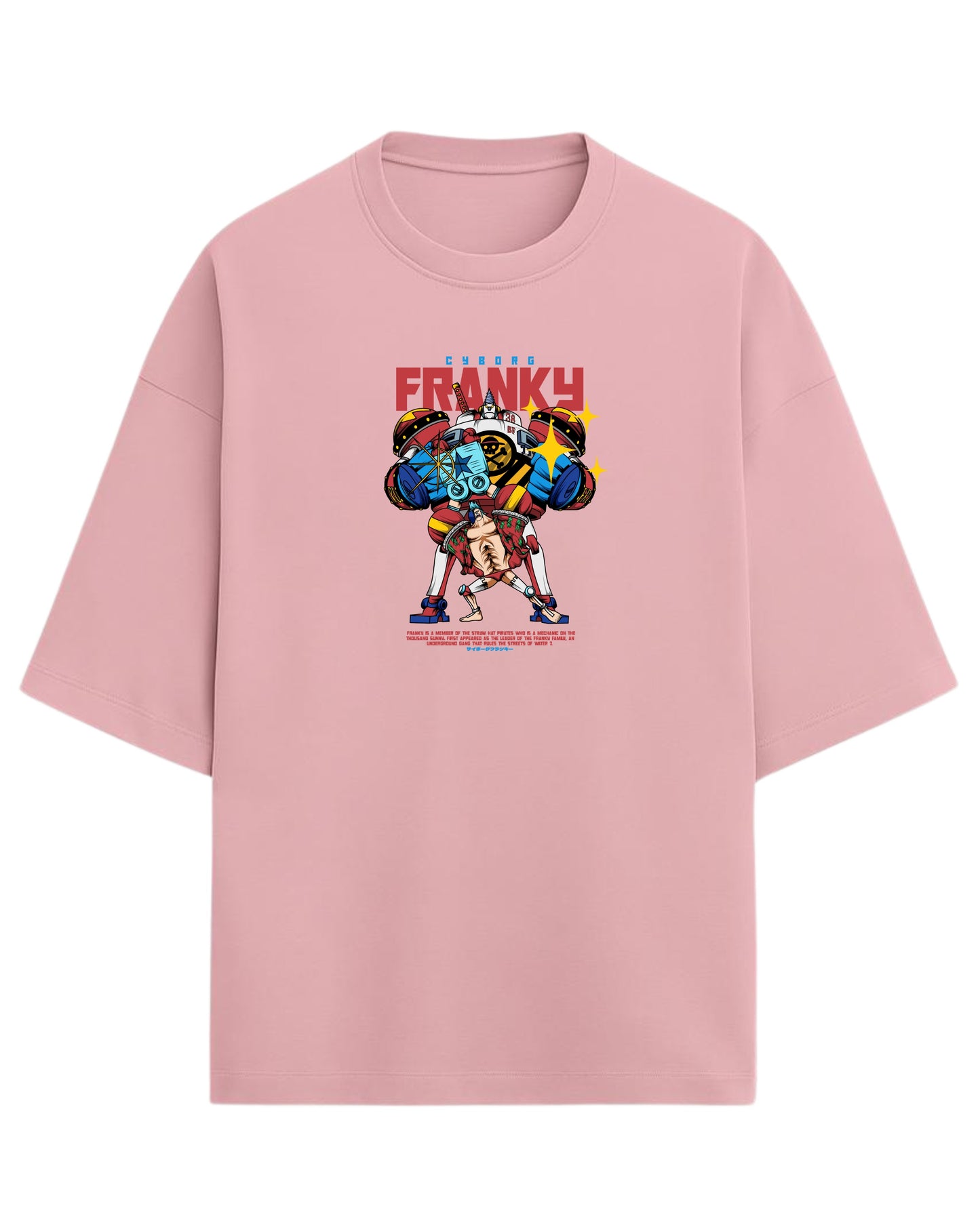 Cyborg Franky Oversized T-Shirt | One Piece Straw Hat Pirates Graphic Tee | Premium 260 GSM Cotton