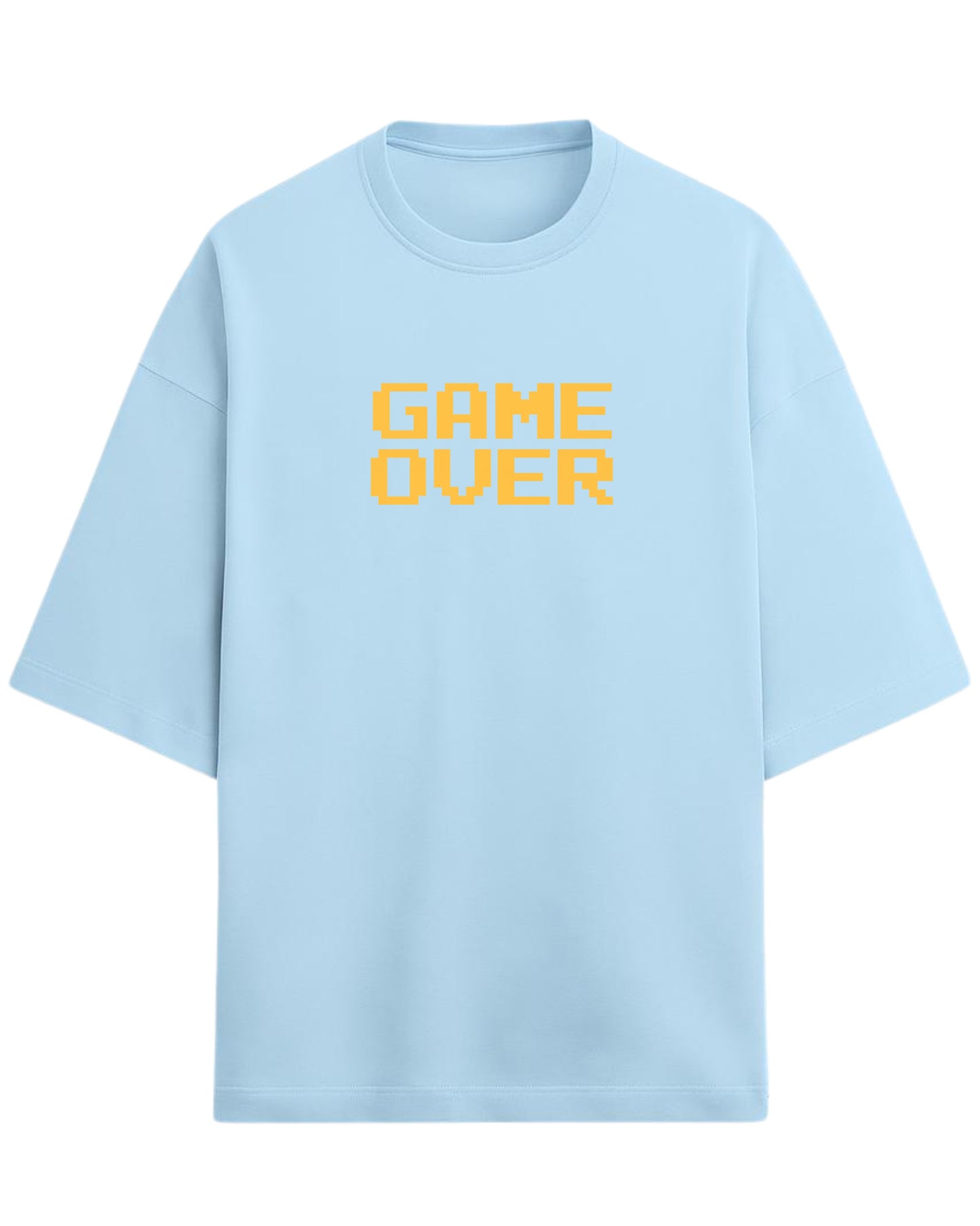 Game Over Oversized T-Shirt | Pixel Typography Graphic Tee | Premium 260 GSM Cotton
