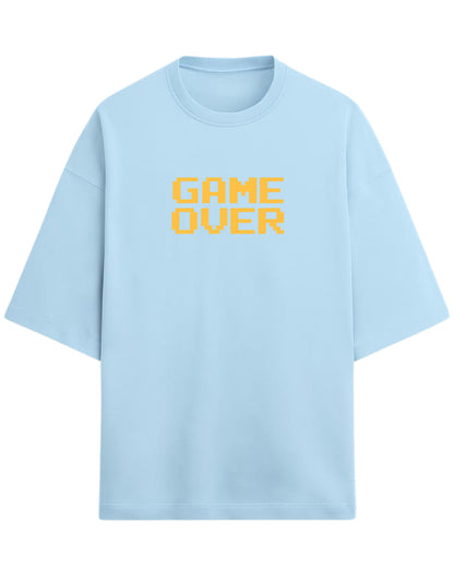 Game Over Oversized T-Shirt | Pixel Typography Graphic Tee | Premium 260 GSM Cotton