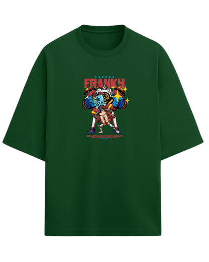Cyborg Franky Oversized T-Shirt | One Piece Straw Hat Pirates Graphic Tee | Premium 260 GSM Cotton