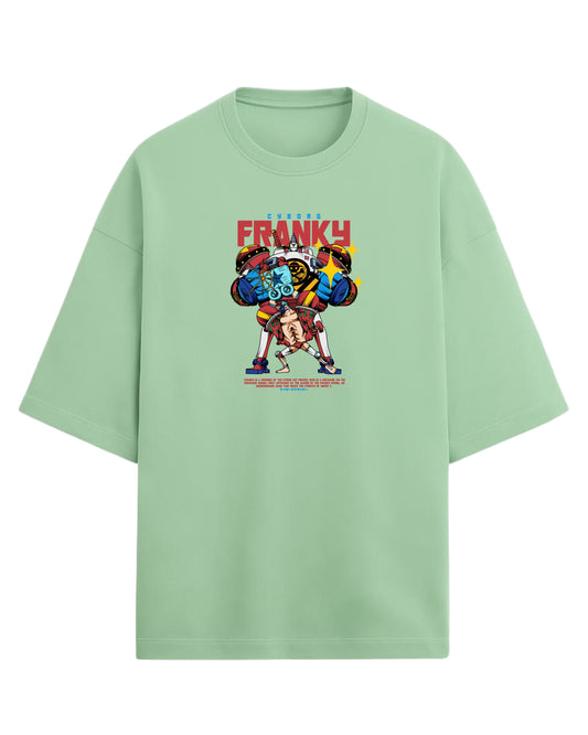 Cyborg Franky Oversized T-Shirt | One Piece Straw Hat Pirates Graphic Tee | Premium 260 GSM Cotton