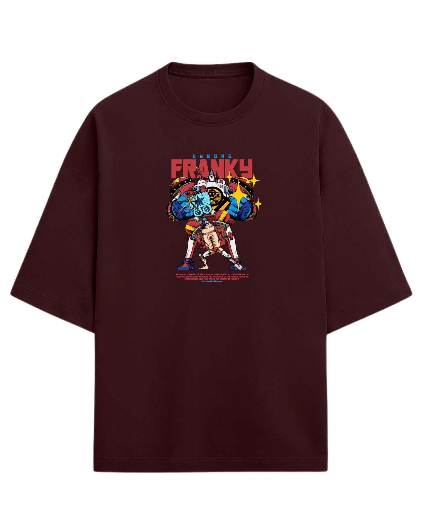 Cyborg Franky Oversized T-Shirt | One Piece Straw Hat Pirates Graphic Tee | Premium 260 GSM Cotton