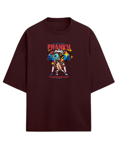 Cyborg Franky Oversized T-Shirt | One Piece Straw Hat Pirates Graphic Tee | Premium 260 GSM Cotton