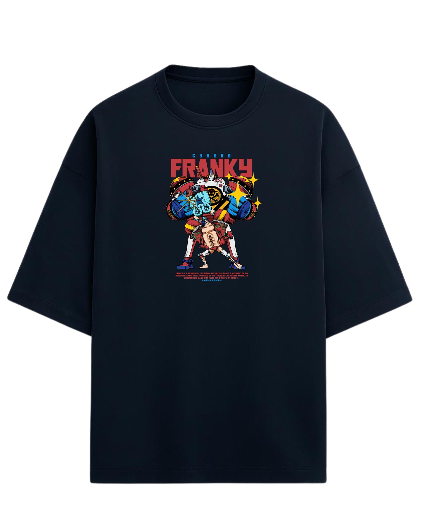 Cyborg Franky Oversized T-Shirt | One Piece Straw Hat Pirates Graphic Tee | Premium 260 GSM Cotton