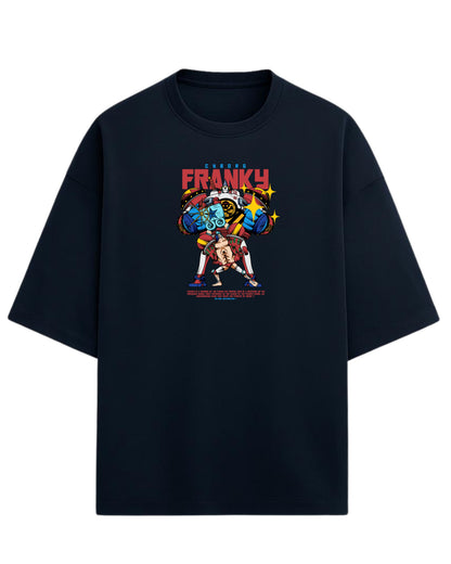 Cyborg Franky Oversized T-Shirt | One Piece Straw Hat Pirates Graphic Tee | Premium 260 GSM Cotton