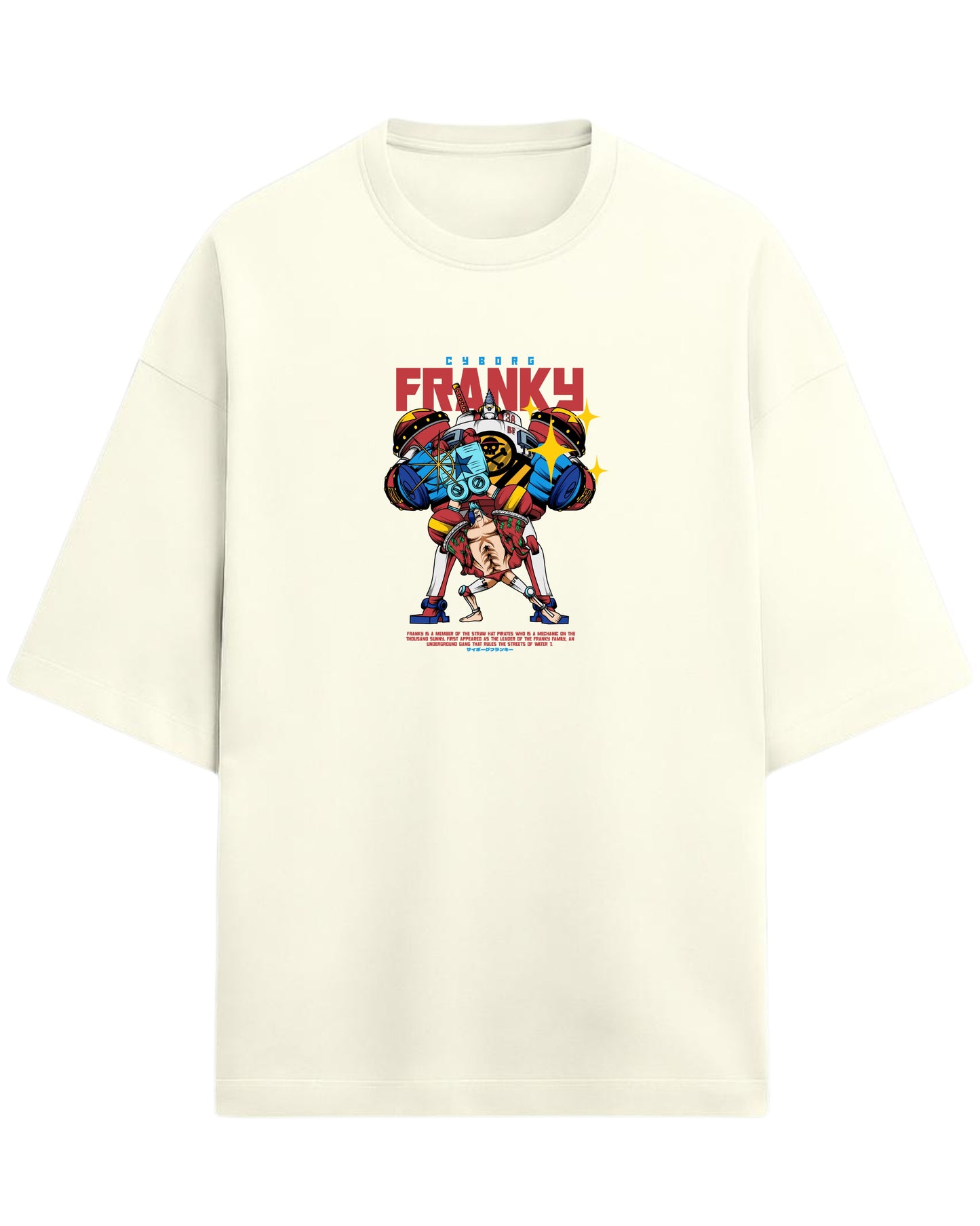 Cyborg Franky Oversized T-Shirt | One Piece Straw Hat Pirates Graphic Tee | Premium 260 GSM Cotton