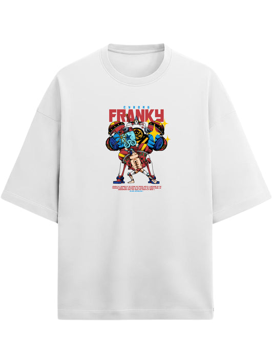 Cyborg Franky Oversized T-Shirt | One Piece Straw Hat Pirates Graphic Tee | Premium 260 GSM Cotton