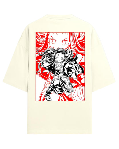 Nezuko Kamado Fierce Form Oversized T-Shirt | Demon Slayer Anime Tee | Premium 260 GSM Cotton