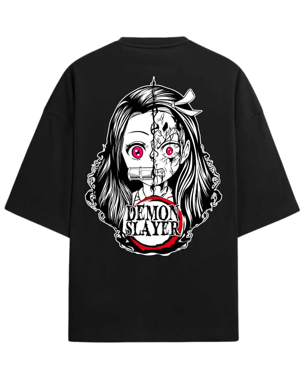 Nezuko Split Form Oversized T-Shirt | Demon Slayer Anime Graphic Tee | Premium 260 GSM Cotton Blend