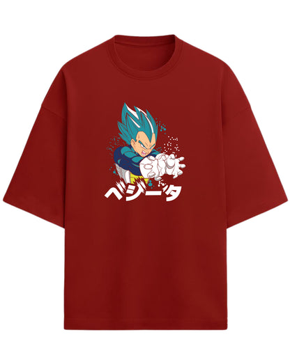 Super Saiyan Blue Vegeta Oversized Tees | Dragon Ball Z Graphic Tee | Premium 260 GSM Cotton Blend