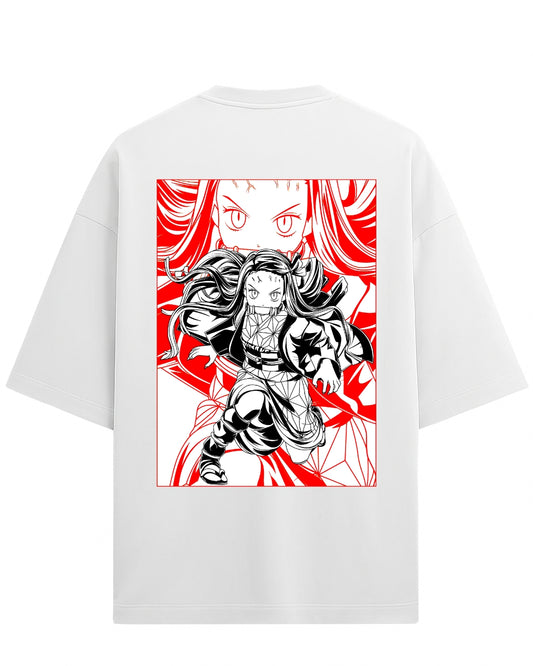Nezuko Kamado Fierce Form Oversized T-Shirt | Demon Slayer Anime Tee | Premium 260 GSM Cotton