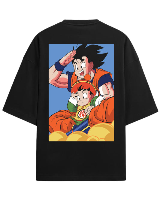 Goku & Kid Gohan Oversized Tees | Dragon Ball Z Graphic Tee | Premium 260 GSM Cotton Blend