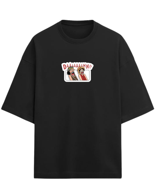 DAAAAAAMN!! One Piece Oversized T-Shirt | Luffy & Usopp Graphic Tee | Premium 260 GSM Cotton