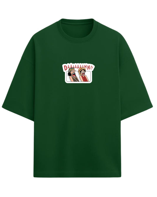 DAAAAAAMN!! One Piece Oversized T-Shirt | Luffy & Usopp Graphic Tee | Premium 260 GSM Cotton