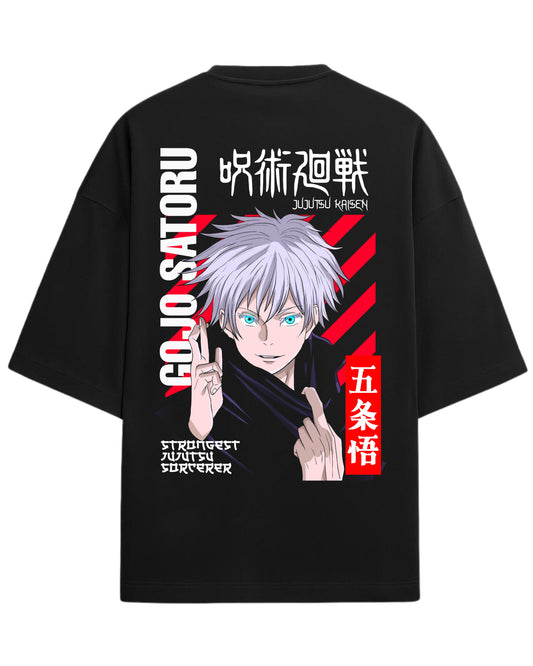 Gojo Satoru “Strongest Sorcerer” Oversized T-Shirt | Jujutsu Kaisen Graphic Tee | Premium 260 GSM Cotton