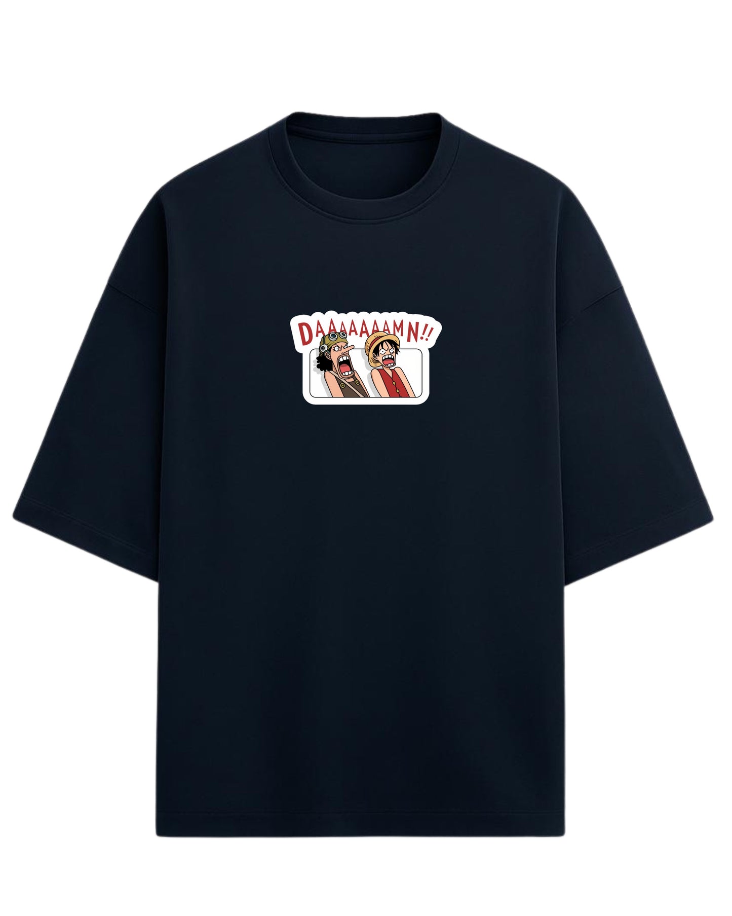 DAAAAAAMN!! One Piece Oversized T-Shirt | Luffy & Usopp Graphic Tee | Premium 260 GSM Cotton