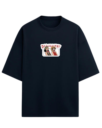 DAAAAAAMN!! One Piece Oversized T-Shirt | Luffy & Usopp Graphic Tee | Premium 260 GSM Cotton