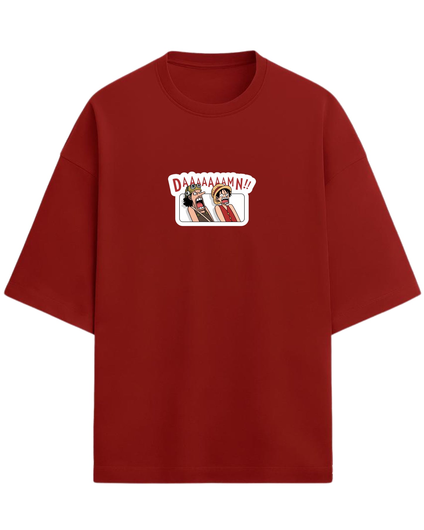 DAAAAAAMN!! One Piece Oversized T-Shirt | Luffy & Usopp Graphic Tee | Premium 260 GSM Cotton
