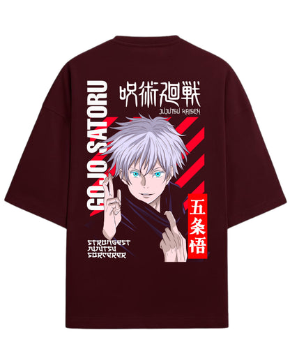 Gojo Satoru “Strongest Sorcerer” Oversized T-Shirt | Jujutsu Kaisen Graphic Tee | Premium 260 GSM Cotton