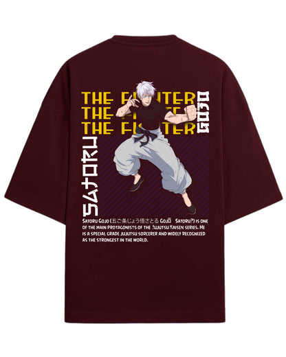 Gojo Satoru “The Fighter” Oversized T-Shirt | Jujutsu Kaisen Streetwear Tee | Premium 260 GSM Cotton