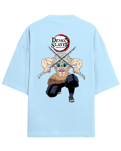 Inosuke Hashibira Oversized T-Shirt | Demon Slayer Beast Breathing Anime Tee | Premium 260 GSM Cotton
