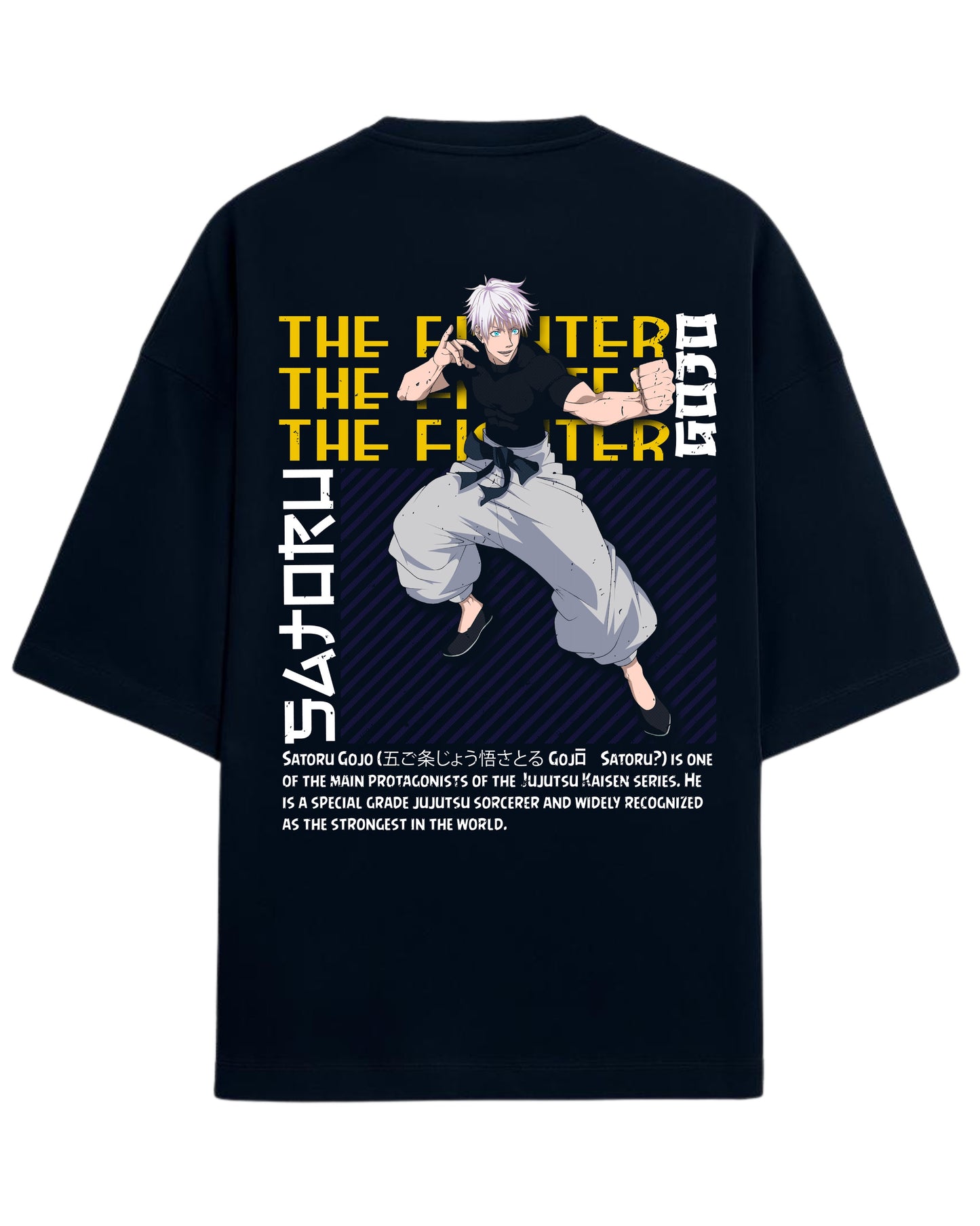 Gojo Satoru “The Fighter” Oversized T-Shirt | Jujutsu Kaisen Streetwear Tee | Premium 260 GSM Cotton