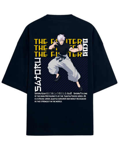 Gojo Satoru “The Fighter” Oversized T-Shirt | Jujutsu Kaisen Streetwear Tee | Premium 260 GSM Cotton