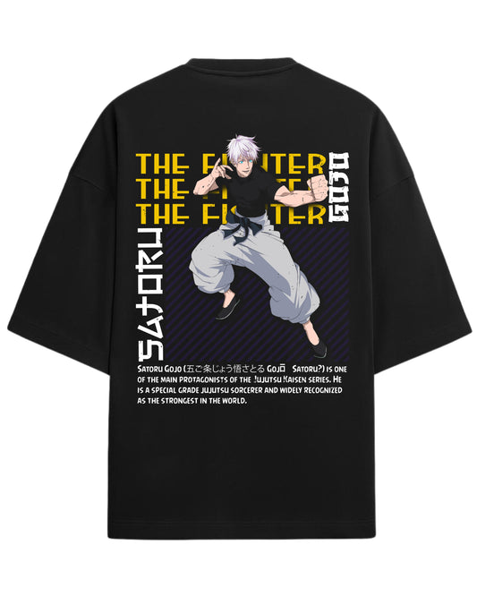 Gojo Satoru “The Fighter” Oversized T-Shirt | Jujutsu Kaisen Streetwear Tee | Premium 260 GSM Cotton
