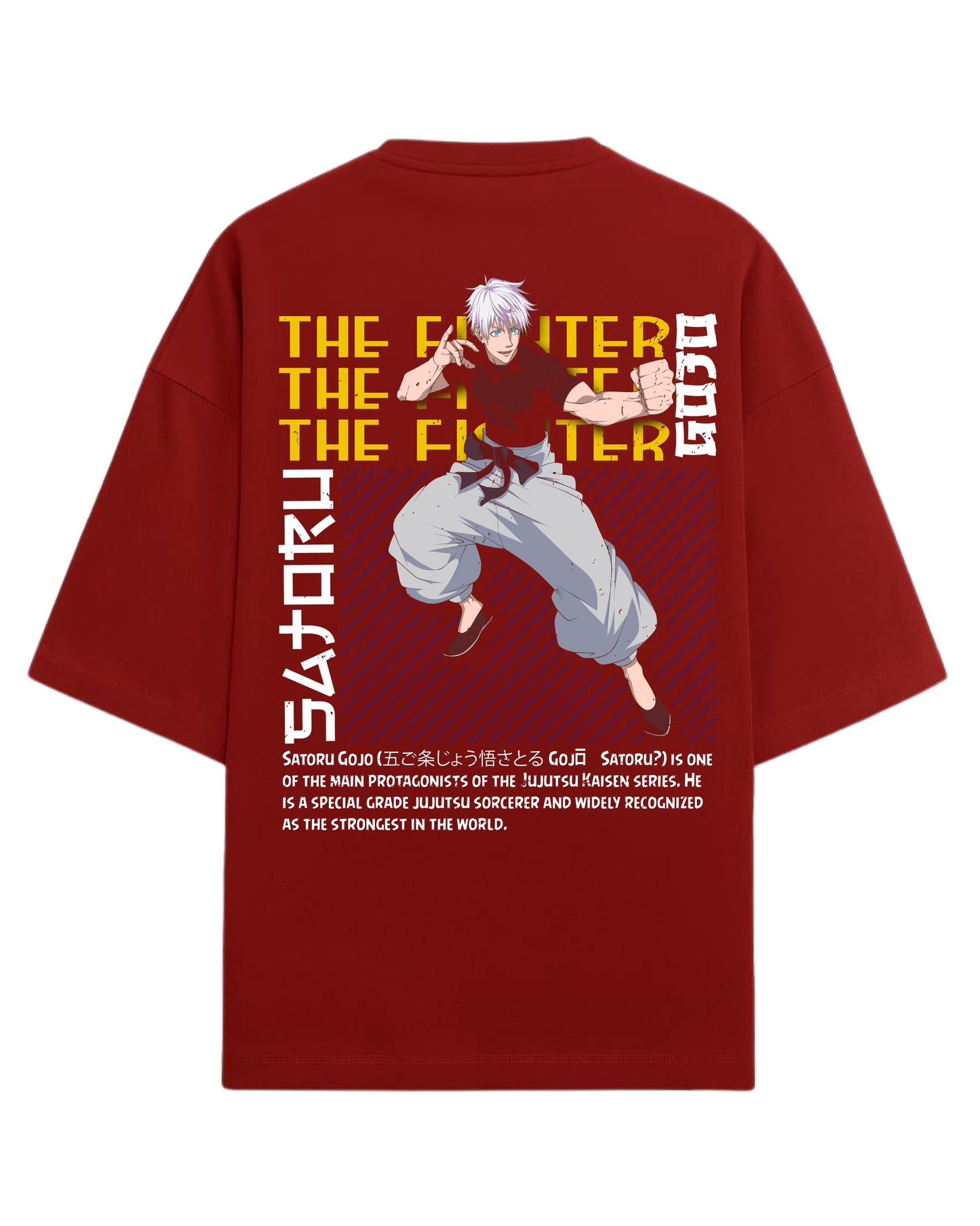 Gojo Satoru “The Fighter” Oversized T-Shirt | Jujutsu Kaisen Streetwear Tee | Premium 260 GSM Cotton