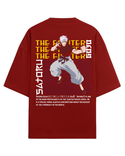 Gojo Satoru “The Fighter” Oversized T-Shirt | Jujutsu Kaisen Streetwear Tee | Premium 260 GSM Cotton