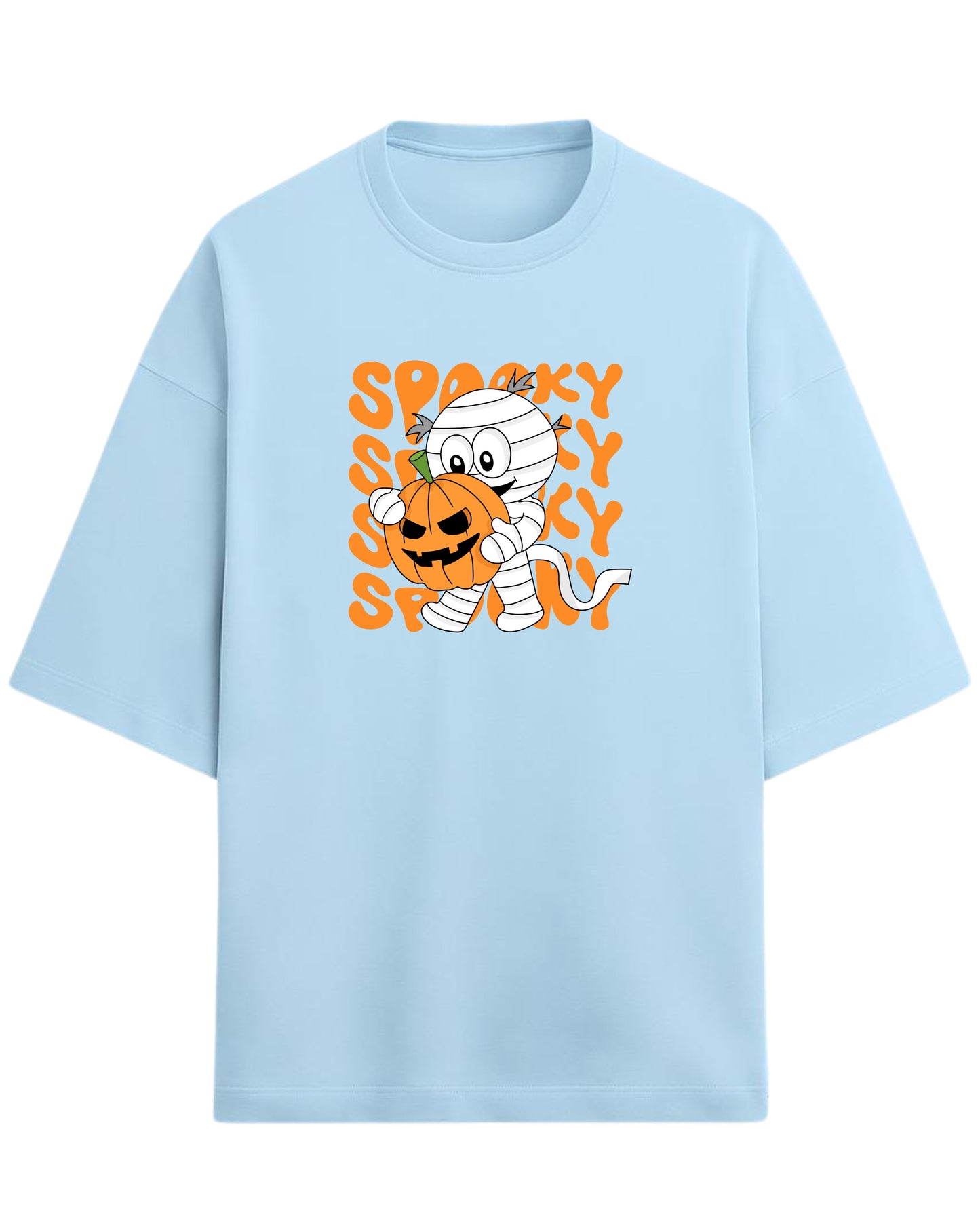 SPOOKY Mummy Oversized T-Shirt | Cute Halloween Cartoon Tee | Premium 260 GSM Cotton
