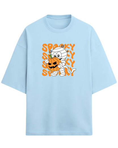 SPOOKY Mummy Oversized T-Shirt | Cute Halloween Cartoon Tee | Premium 260 GSM Cotton